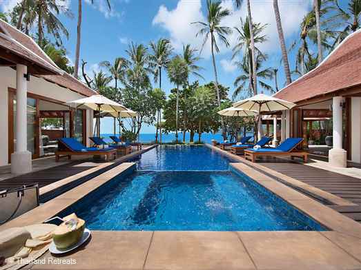 <p>Baan Chao Lay is a luxurious 3-5 bedroom villa in Koh Samui, located directly on sunset-facing Lipa Noi beach. Perfect for family gatherings, this contemporary villa offers reduced nightly rates for exclusive use with 3-bedroom occupancy, ensuring a memorable tropical getaway.</p>