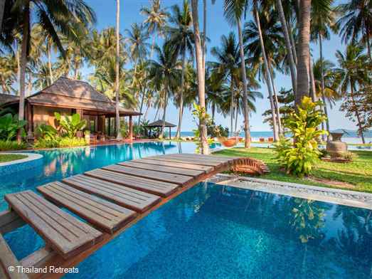 <p>Villa Kalyana is an exclusive beachfront Estate set in a calm bay in the quiet south of the island this 26 bedroom villa estate ( sleeps max 48 adults and 16 children) and perfect for large family gatherings, weddings and celebrations. <span style="font-size: 10pt;"><strong><span style="color: #000080;">Reduced rates for 7 - 25 bedroom occupancy.</span></strong></span></p>