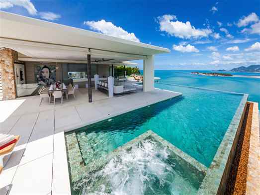 <p>Villa Anavaya offers amazing panoramic scenery with 5 star service in this luxury oceanside villa. Chef service, fitness room, cinema, roof terrace and immaculate living areas and en-suite bedrooms.<span style="color: #000080;"><span style="font-size: 10pt;"><strong> Reduced rates for 4 or 5 bedroom occpancy only with exclusive use of the villa</strong></span>.</span></p>