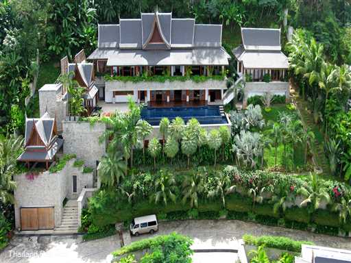 Villa Shambala is a beautifully furnished stunning Phuket villa overlooking Surin beach and Bang Tao beach. Lift access from car park area . 20 meter pool. Ideal wedding villa 