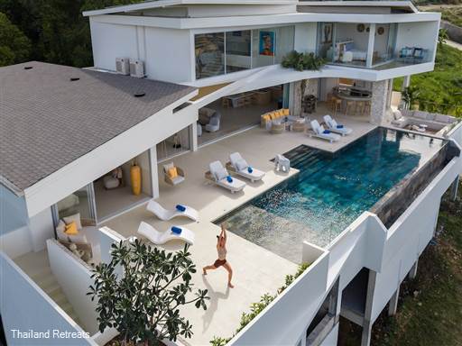 <p>Bow Villa is a luxurious 4-bedroom retreat perched in BoPhut Hills, Koh Samui, offering stunning panoramic sea views. Featuring a spacious private infinity pool, outdoor bar, and modern amenities, this elegantly designed villa is perfect for families or friends seeking a tranquil escape amidst lush tropical surroundings.</p>